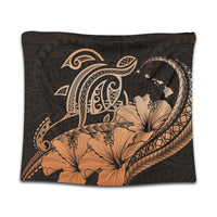 Hawaii Turtle Map Polynesian Tapestry Safety Orange - AH Wall Tapestry Black - Polynesian Pride