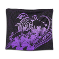 Hawaii Turtle Map Polynesian Tapestry Safety Violet 2 - AH Wall Tapestry Black - Polynesian Pride