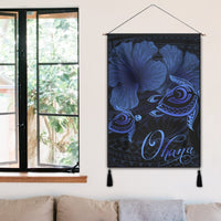 Hawaii Turtle Ohana Hibiscus Poly Hanging Poster - Blue - AH - Polynesian Pride