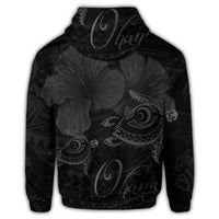 Hawaiian Turtle Ohana Hibiscus Poly Hoodie Gray - Polynesian Pride