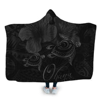 Hawaii Turtle Ohana Hibiscus Poly Hooded Blanket - Gray - AH Hooded Blanket White - Polynesian Pride