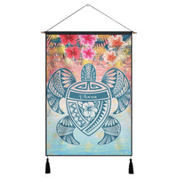 Hawaii Turtle Ohana Stary Night Hibiscus Hanging Poster - AH Hanging Poster Cotton And Linen - Polynesian Pride