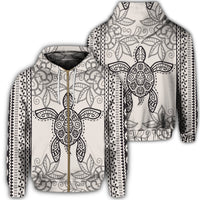 Hawaii Turtle Pattern Zip Hoodie Unisex Art - Polynesian Pride