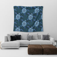 Hawaii Turtle Plumeria Blue Tapestry - AH - Polynesian Pride