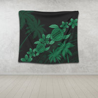 Hawaii Turtle Plumeria Coconut Tree Polynesian Tapestry - Green - AH - Polynesian Pride