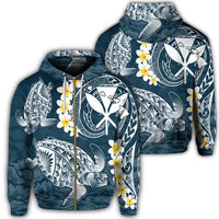 Hawaii Turtle Plumerian Polynesian Zip Hoodie Sease Style Unisex Art - Polynesian Pride