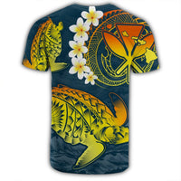 Hawaii Turtle Plumerian Polynesian T Shirt Sease Style ver 2 - Polynesian Pride