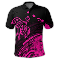 Hawaii Turtle Polynesian Map Plumeria Polo Shirt Pink - Polynesian Pride