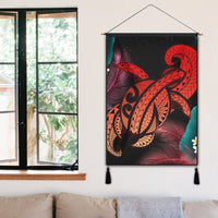 Hawaii Turtle Polynesian Tropical Hanging Poster - Ghia Style Red - AH - Polynesian Pride