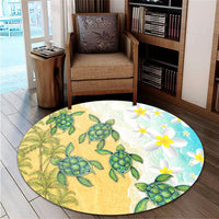 Hawaii Turtle Sea Hibiscus Coconut Tree Round Carpet - AH - Polynesian Pride