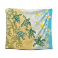Hawaii Turtle Sea Hibiscus Coconut Tree Tapestry - AH Wall Tapestry Black - Polynesian Pride