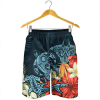 Hawaii Turtle Shark Manta Ray Hibiscus Plumeria Men's Shorts - AH - Polynesian Pride