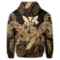Hawaiian Turtle Wave Polynesian Hoodie Hey Style Gold - Polynesian Pride