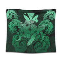 Hawaii Turtle Wave Polynesian Tapestry - Hey Style Green Pastel - AH Wall Tapestry Black - Polynesian Pride
