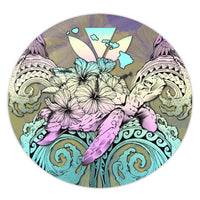 Hawaii Turtle Wave Polynesian Round Carpet - Hey Style Yellow - AH Round Carpet Luxurious Plush - Polynesian Pride