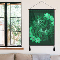 Hawaii Yin Yang Turtle Shark Hibiscus Plumeria Hanging Poster - Green - AH - Polynesian Pride