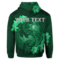 Custom Hawaii Yin Yang Turtle Shark Hibiscus Plumeria Hoodie Green - Polynesian Pride