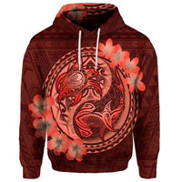 Custom Hawaii Yin Yang Turtle Shark Hibiscus Plumeria Hoodie Orange - Polynesian Pride