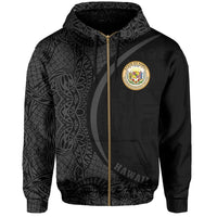 Hawaii Polynesian Zipper Hoodie Gray Round Style - Polynesian Pride