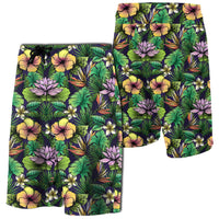 Hawaii Hibiscus And Plumeria Green Board Shorts Men Green - Polynesian Pride