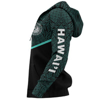 Hawaii Polynesian Hoodie Turquoise Energy Style - Polynesian Pride
