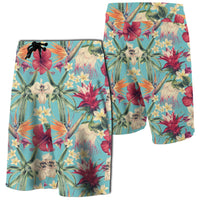 Hawaii Seamless Floral Pattern With Tropical Hibiscus Board Shorts Men Blue - Polynesian Pride