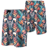 Hawaii Seamless Tropical Flower Hawaiian Summer Board Shorts Men Blue - Polynesian Pride