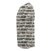 Hawaii Tropical Dark Green Leaves Seamless Pattern White Stripes Pink Background T Shirt - Polynesian Pride