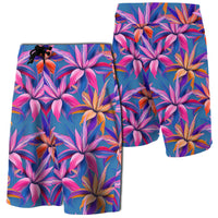 Hawaii Tropical Flowers Pink Board Shorts Men Pink - Polynesian Pride