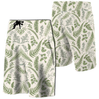 Hawaii Tropical Green Pattern Board Shorts Men White - Polynesian Pride