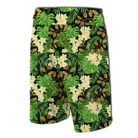 Hawaii Tropical Leaves And Plumeria Board Shorts - Polynesian Pride