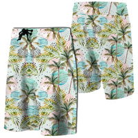 Hawaii Tropical Watercolor Palm Tree Leaf Board Shorts Men Green - Polynesian Pride