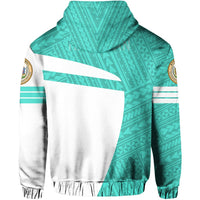 Hawaii Polynesian Sport Zipper Hoodie Turquoise Premium Style - Polynesian Pride