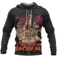 Hawaiian Polynesian Guardian Kanaka Warrior Hoodie (Zip) Unisex White - Polynesian Pride