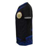 Hawaii Polynesian T Shirt Blue Round Style - Polynesian Pride