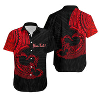 Custom Outfit For Couple Polynesian Valentine Matching Dress and Hawaiian Shirt Heart Tattoo Red Style LT6 - Polynesian Pride