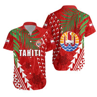 Tahiti Rugby Hawaiian Shirt Coconut Leaves Unisex Red - Polynesian Pride