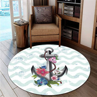 Hawaiian Anchor Hibiscus Wave Round Carpet - AH - Polynesian Pride