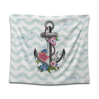 Hawaiian Anchor Hibiscus Wave Tapestry - AH Wall Tapestry Black - Polynesian Pride