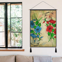 Hawaiian Blue And Red Hibiscus Polynesian Hanging Poster - AH - Polynesian Pride