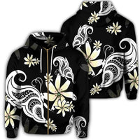 Hawaiian Butterfly Plumeria Polynesian Zip Hoodie Unisex Art - Polynesian Pride