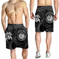 Hawaiian Coat Of Arms Turtle Polynesian Men's Shorts White AH - Polynesian Pride