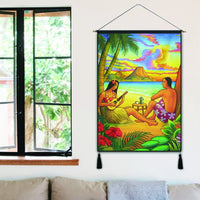 Hawaiian Couple Sing A Song On Beach Sunset Hanging Poster - AH - Polynesian Pride