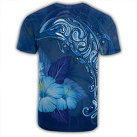 Hawaiian Dolphin Hibiscus Tropic Blue Polynesian T Shirt - Polynesian Pride