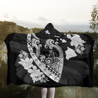 Hawaiian Fish Hook Hibiscus Banzai Surfing Polynesian Hooded Blanket - AH - Polynesian Pride