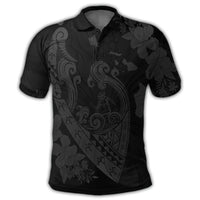 Hawaiian Fish Hook Hibiscus Banzai Surfing Polynesian Polo Shirt Grey - Polynesian Pride