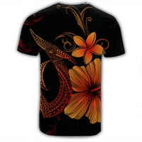 Hawaiian Fish Hook Hibiscus Plumeria Polynesian T Shirt Orange - Polynesian Pride
