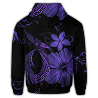 Hawaiian Fish Hook Hibiscus Plumeria Polynesian Hoodie Purple - Polynesian Pride