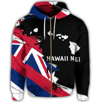 Hawaiian Flag Hawaii Map Nei Polynesian Zip Hoodie Classic Style - Polynesian Pride