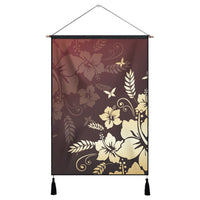 Hawaiian Golden Hibiscus Butterfly Polynesian Hanging Poster - AH Hanging Poster Cotton And Linen - Polynesian Pride